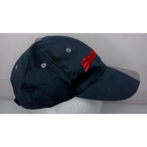 Snap On Tools Cap Black Canvas Red Logo Silver Metallic Strap Back Hat Mechanic - Picture 4 of 11